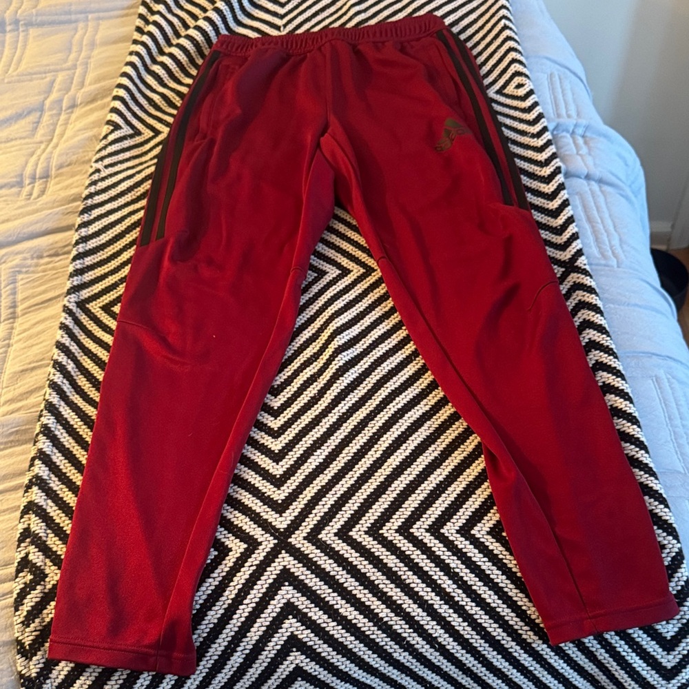 adidas Burgundy Track Pants with Black Stripes